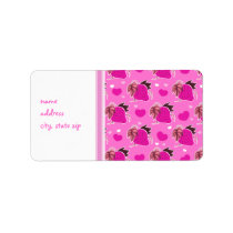 Strawberries and Hearts Pink Pattern labels