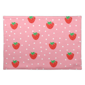 Strawberries and Polka Dots Pink Place Mat