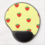 Strawberries and Polka Dots Yellow Gel Mouse Pads
