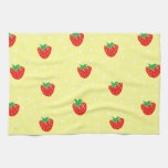 Strawberries and Polka Dots Yellow Hand Towels