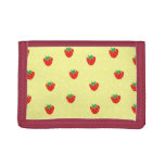 Strawberries and Polka Dots Yellow Tri-fold Wallets
