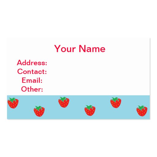 Strawberries Blue Business Card Templates