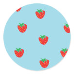 Strawberries Blue Round Sticker