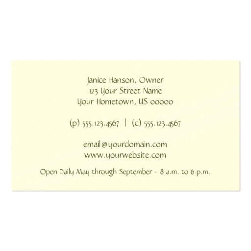 Strawberries Business Card (back side)