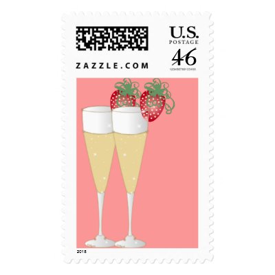 Strawberries & Champagne Postage Stamp by totallypainted