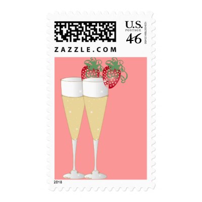 Strawberries &amp; Champagne Postage Stamp