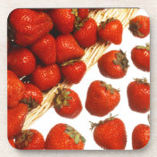 Strawberries in Basket Set of Cork Coasters