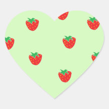 Strawberries Mint Green Heart Stickers