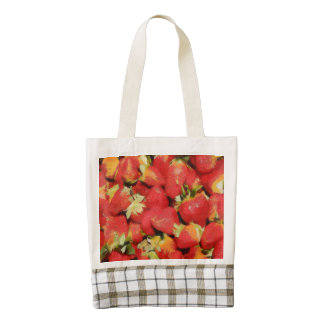 Strawberries painting zazzle HEART tote bag