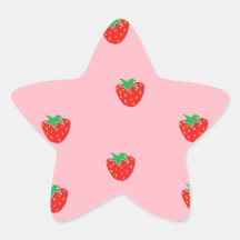 Strawberries Pink Star Stickers