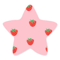 Strawberries Pink Star Stickers