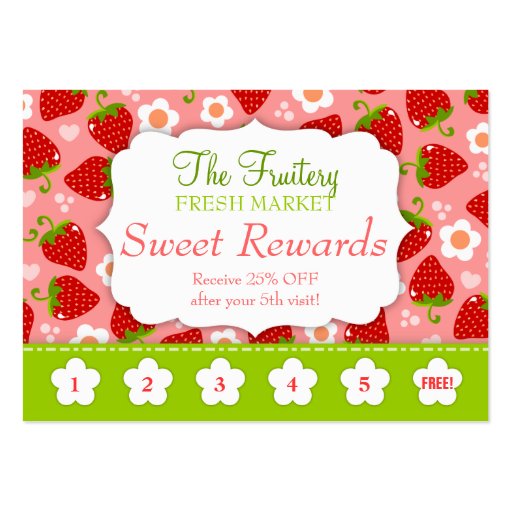 Strawberries Rewards Promo Punch Card Business Card Templates