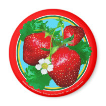 STRAWBERRIES Round Magnet by gardensofeve STRAWBERRIES Round Magnet