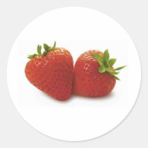 Strawberries Round Stickers