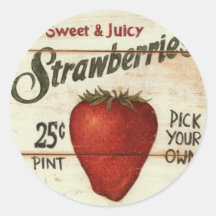 Strawberries Round Stickers