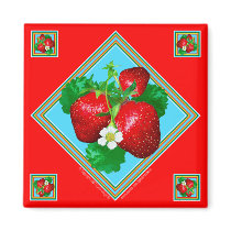 STRAWBERRIES Square Magnet
