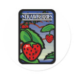 Strawberries Round Stickers