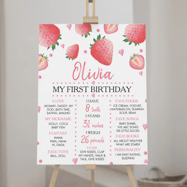 Strawberry St Birthday Milestone Sign Zazzle