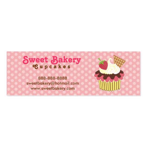 Strawberry and Cream Cupcake Mini Business Cards (front side)