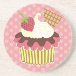 Strawberry and Whipped Cream Cupcake Coaster