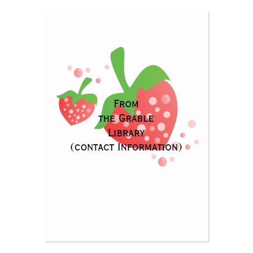 Strawberry Book Return Cards Business Card Template (back side)