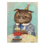 Strawberry Cake Birthday Kitty postcards
