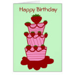 Strawberry cake, Happy Birthday card