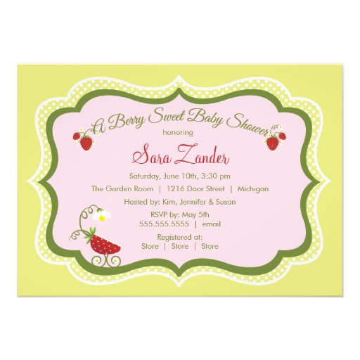 Strawberry Carriage Baby Shower Invitation