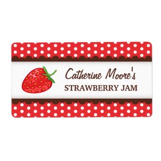Strawberry chic red polka dots canning jar label