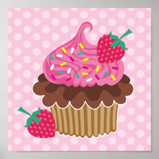 Cupcake & Strawberry prints  cupcake cupcake chocolate Canvas vintage Art