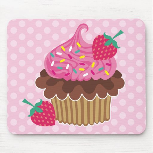 Strawberry & Chocolate Cupcake Mouse Pads