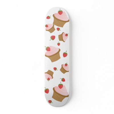 Strawberry Chocolate Cupcake Skate Board Deck by candystore