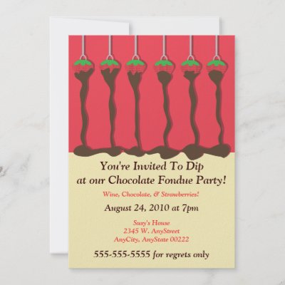 Strawberry & Chocolate Fondue Party Invitation