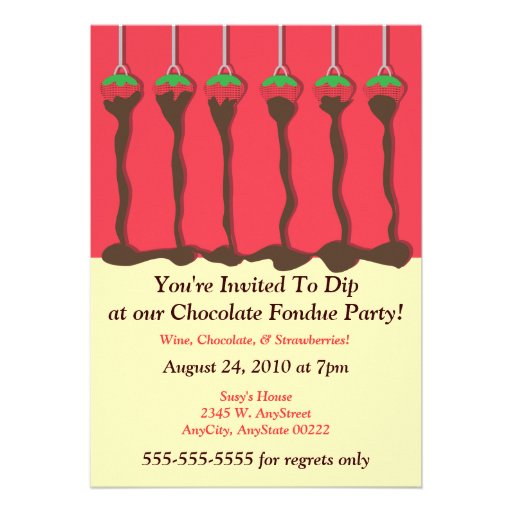 Strawberry & Chocolate Fondue Party Invitation