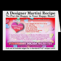 Strawberry Colada Valentine Martini Recipe Card cards