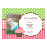 Strawberry Cupcake 1st Birthday Party Invitation