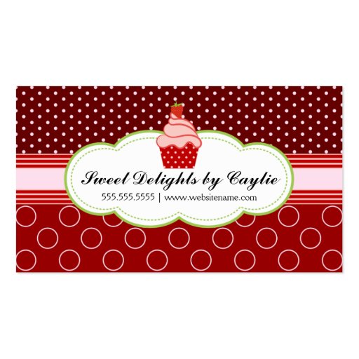 Strawberry Cupcake Bakery Business Cards (front side)