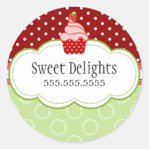 Strawberry Cupcake Bakery Cake Box Seals Round Stickers