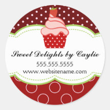 Strawberry Cupcake Bakery Stickers