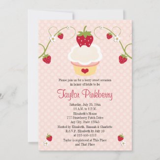 Strawberry Cupcake Bridal Shower Invitation Pink 