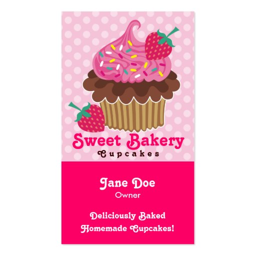 Strawberry Cupcake Business Cards (front side)