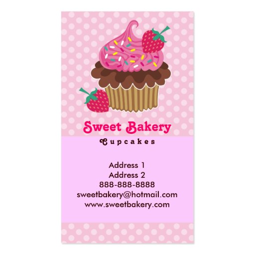Strawberry Cupcake Business Cards (back side)