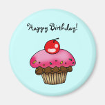 Strawberry Cupcake for a Birthday Refrigerator Magnet