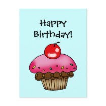 Strawberry Cupcake for a Birthday postcards by jsoh Strawberry Cupcake for a Birthday postcards