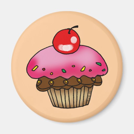 Strawberry cupcake fridge magnets