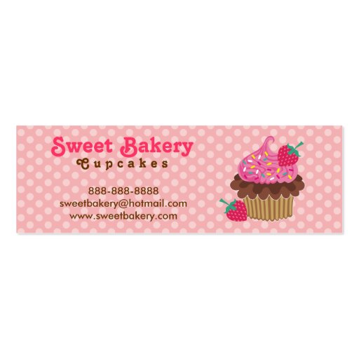 Strawberry Cupcake Mini Business Cards Tags (front side)