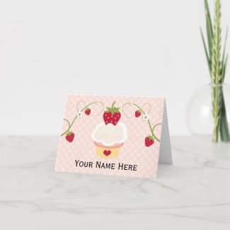 Strawberry Cupcake Thank You Cards Notes