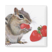 Strawberry Delight Magnet by KarenHullArt Strawberry Delight Magnet