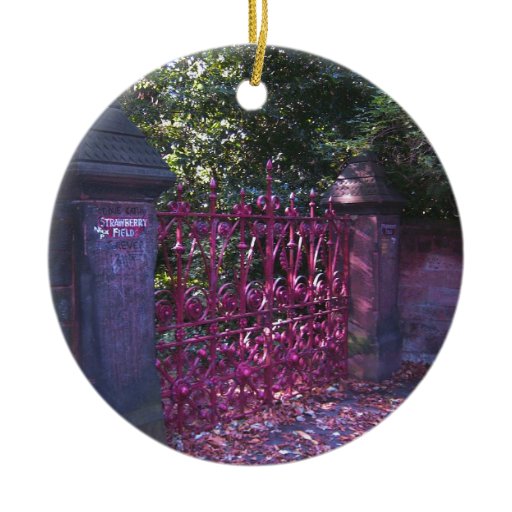Strawberry Field Gates, Liverpool UK Round Ceramic Decoration | Zazzle
