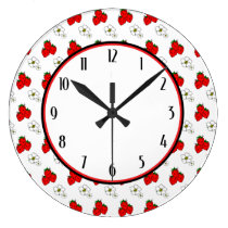 Strawberry Flowers Retro Kitchen Wall Clock wall clocks